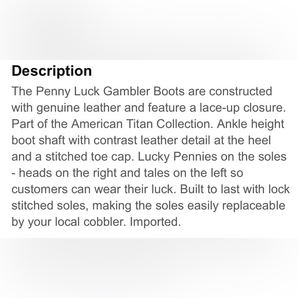 Penny Luck Mens‎ Chuka Boot Sz 9 Lace Up 100% Leather Stitched Cap Toe Brown EUC main image 8